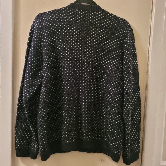 Vintage Womens Houndstooth Angora Nordic Cardigan Knit Sweater White Stag Size L - Picture 4 of 9